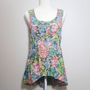 Anthropologie Lil Floral Peplum High Low Tank Top
